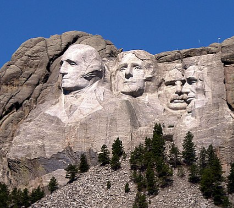 Het gezicht van George Washington op Mount Rushmore
