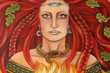 De Keltische godin Brigid werd geboren in de Tuatha Dé Danann-godenstam en belichaamde het element vuur. Bron: Pinterest.