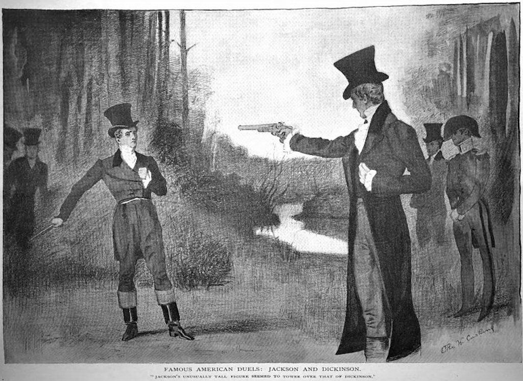 Andrew Jackson verslaat Charles Dickinson in een duel.