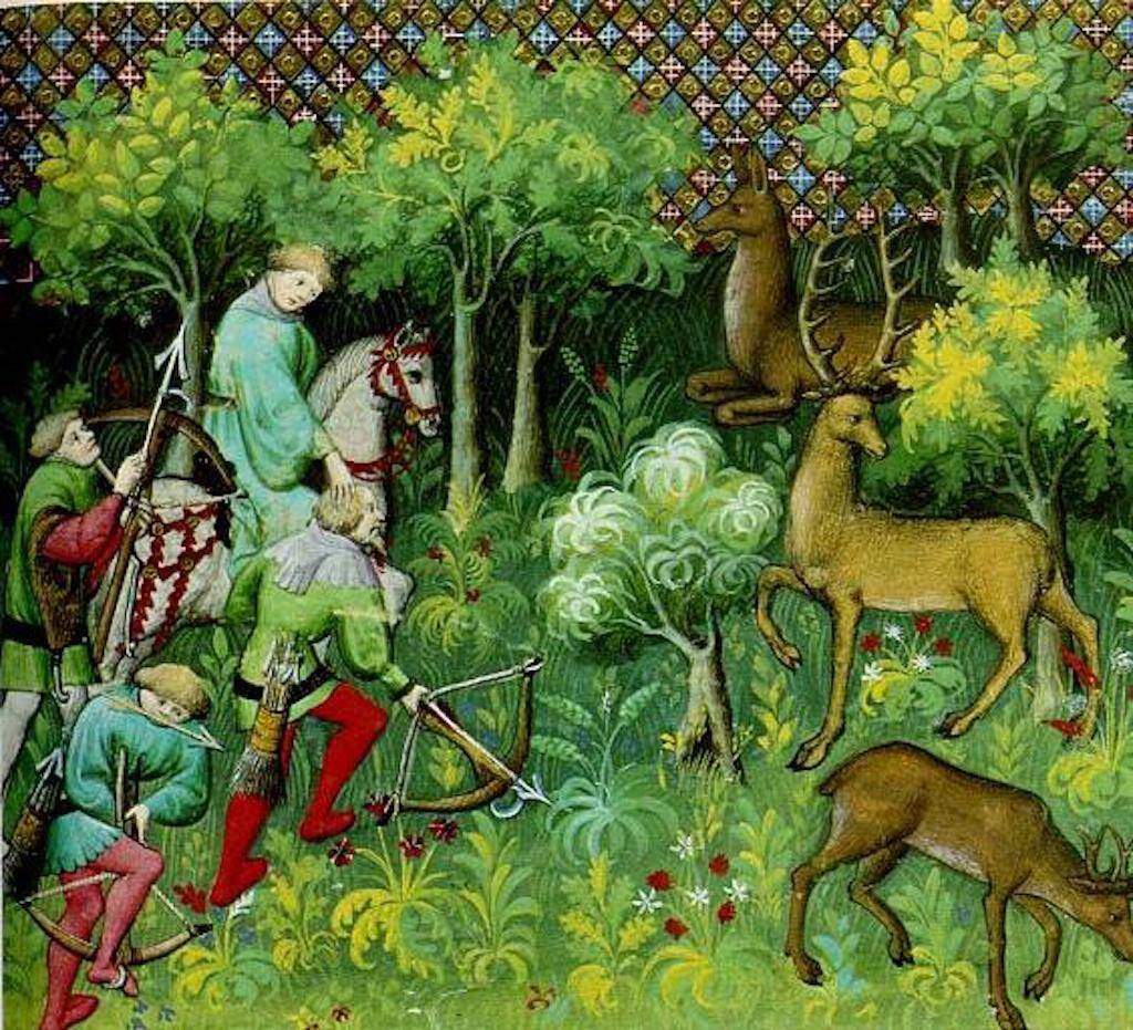 Гастон III, граф на Фоа. Средновековна гора, от Livre de chasse (1387 г.). 