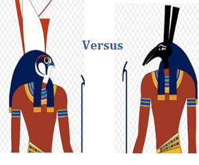 Het conflict tussen Horus en Seth om de troon van het oude Egypte