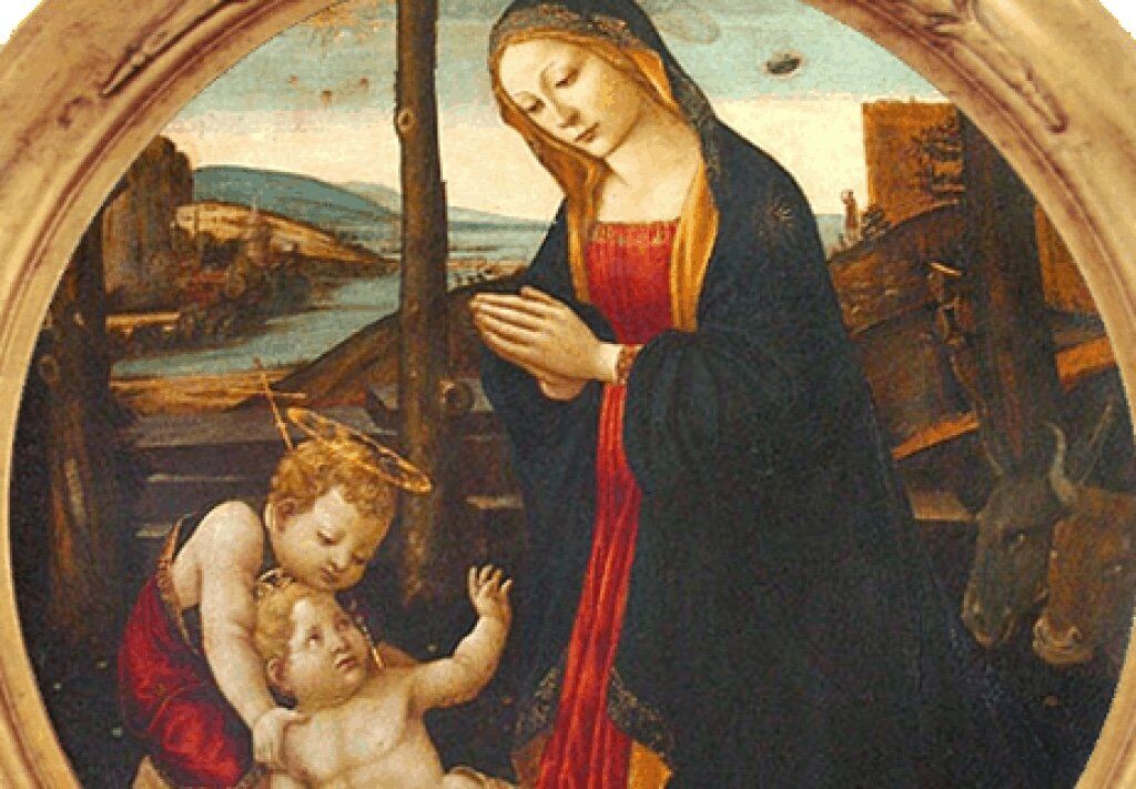 Madone avec Saint Giovannino, représentant une scène religieuse commune de la Renaissance.