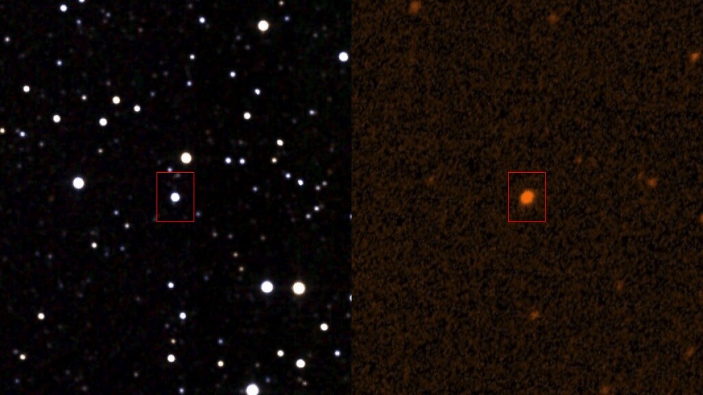 Звездата на Таби е показана в инфрачервена и ултравиолетова светлина.