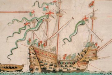 A fairly accurate depiction of the Mary Rose by Anthony Roll.