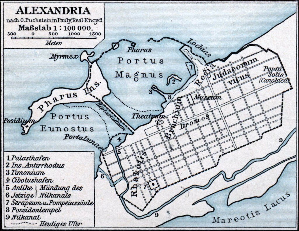Karte des antiken Alexandra.