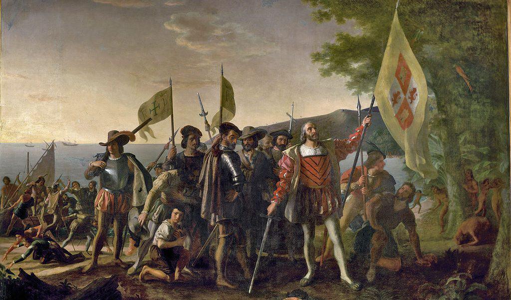 De landing van Christopher Columbus in 1492. John Vanderlyn, 1847, publiek domein.