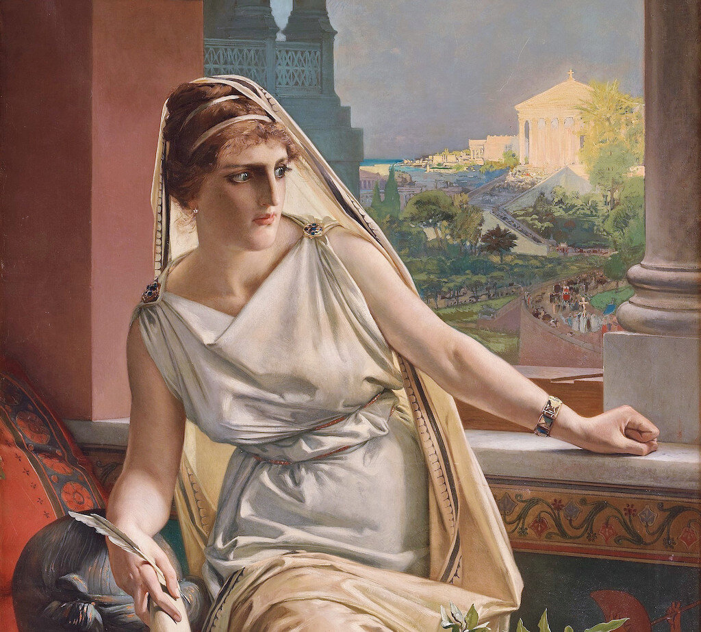 Schilderij van Hypatia door Julius Kronberg (1889)