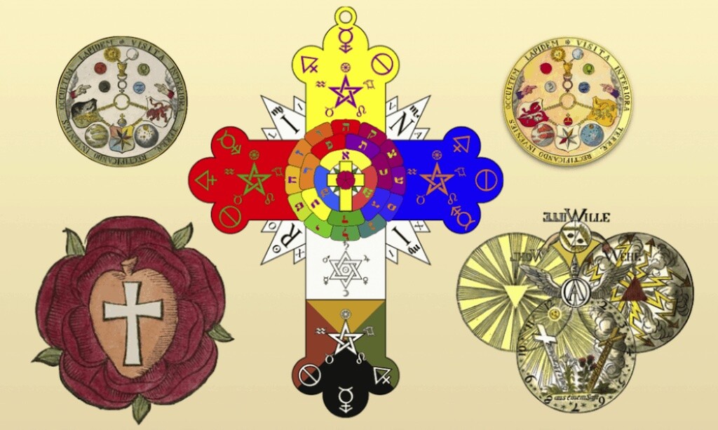 Verschiedene von den Rosenkreuzern verwendete Bilder und Symbole.
