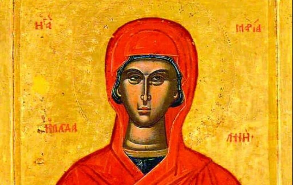 Oosters-orthodoxe icoon van Maria Magdalena als mirredrager.