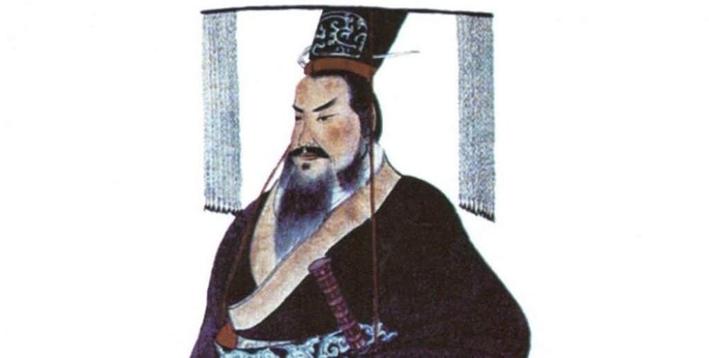 Fotografia de uma pintura de Qin Shihuang, por volta de 1850.