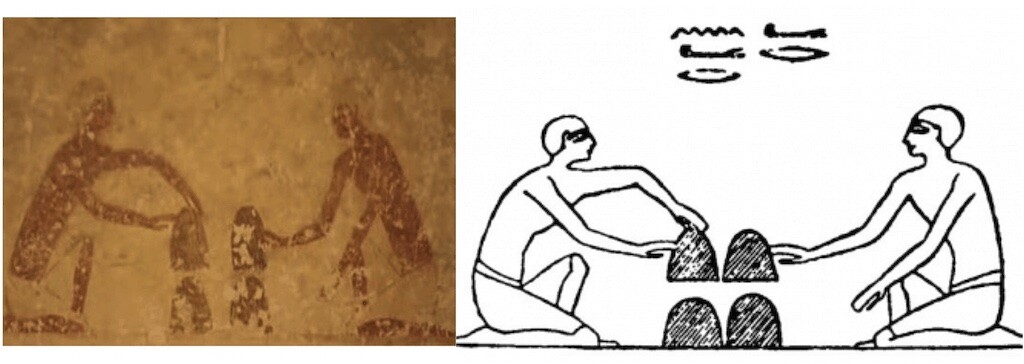الرسم بمقبرة باكيت الثالث، بني حسن، مصر. هل يمكن أن تكون هذه هي الصورة الأولى للخدعة
