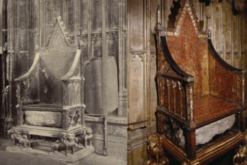 La Pietra di Scone all'Abbazia di Westminster sulla sedia dell'incoronazione.