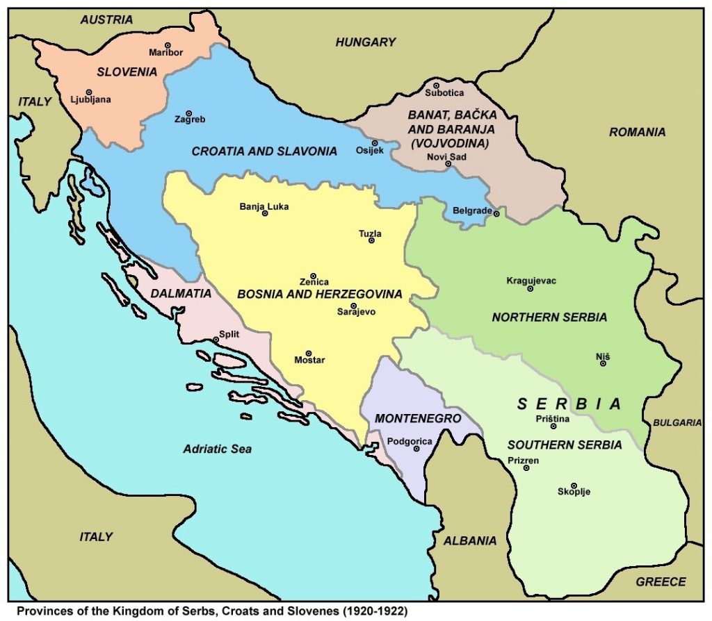 مقاطعات مملكة يوغوسلافيا في 1920-1922.