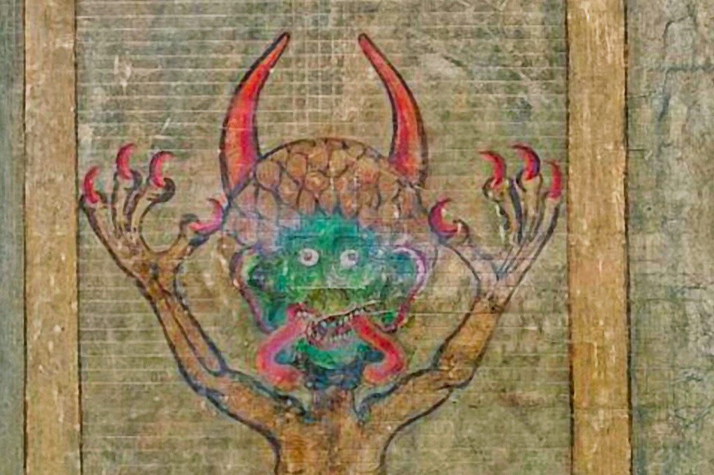 Le visage du diable dans la Bible du Diable
