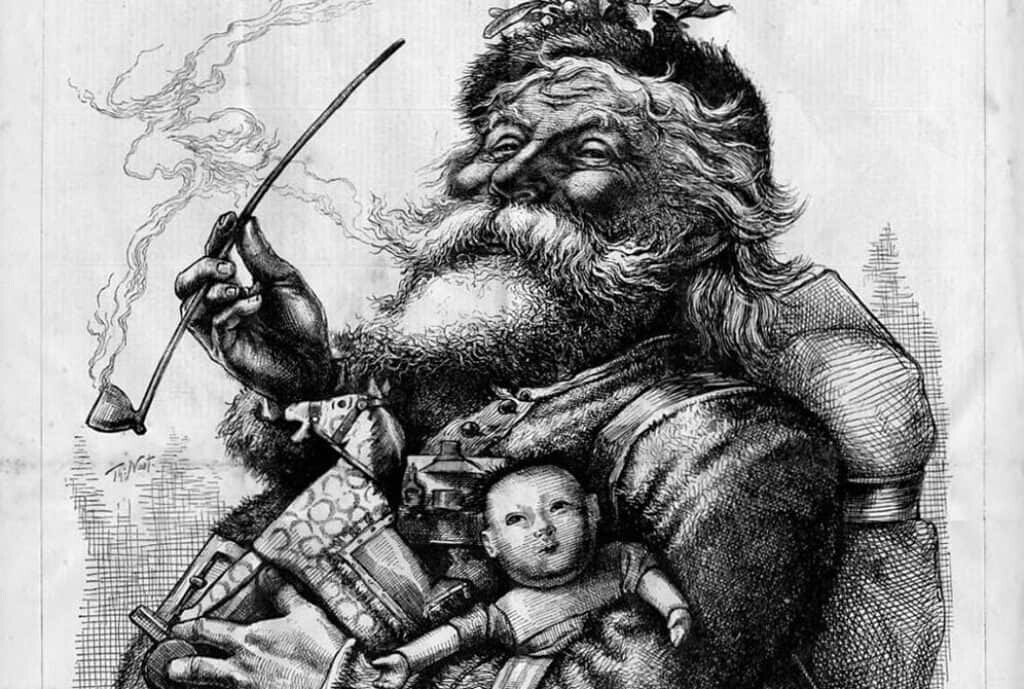 1881 Illustration von Thomas Nast. Diese Zeichnung prägte das moderne Bild des Weihnachtsmanns.