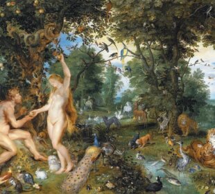 Der Garten Eden mit dem Sündenfall von Jan Brueghel dem Älteren und Pieter Paul Rubens, ca. 1615.
