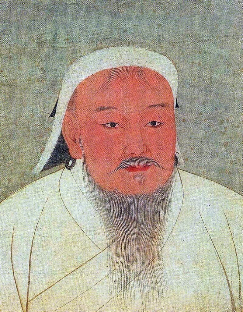 Portret van Genghis Khan, circa 14e eeuw, publiek domein.