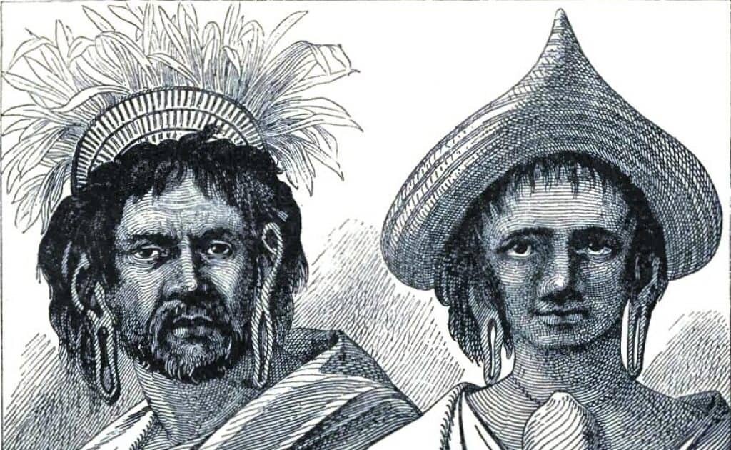 Копие на ранно изображение на дългоухите. Източник: "Великите мореплаватели на осемнадесети век" Жул Верн 1880 г. за историята на Великденския остров.