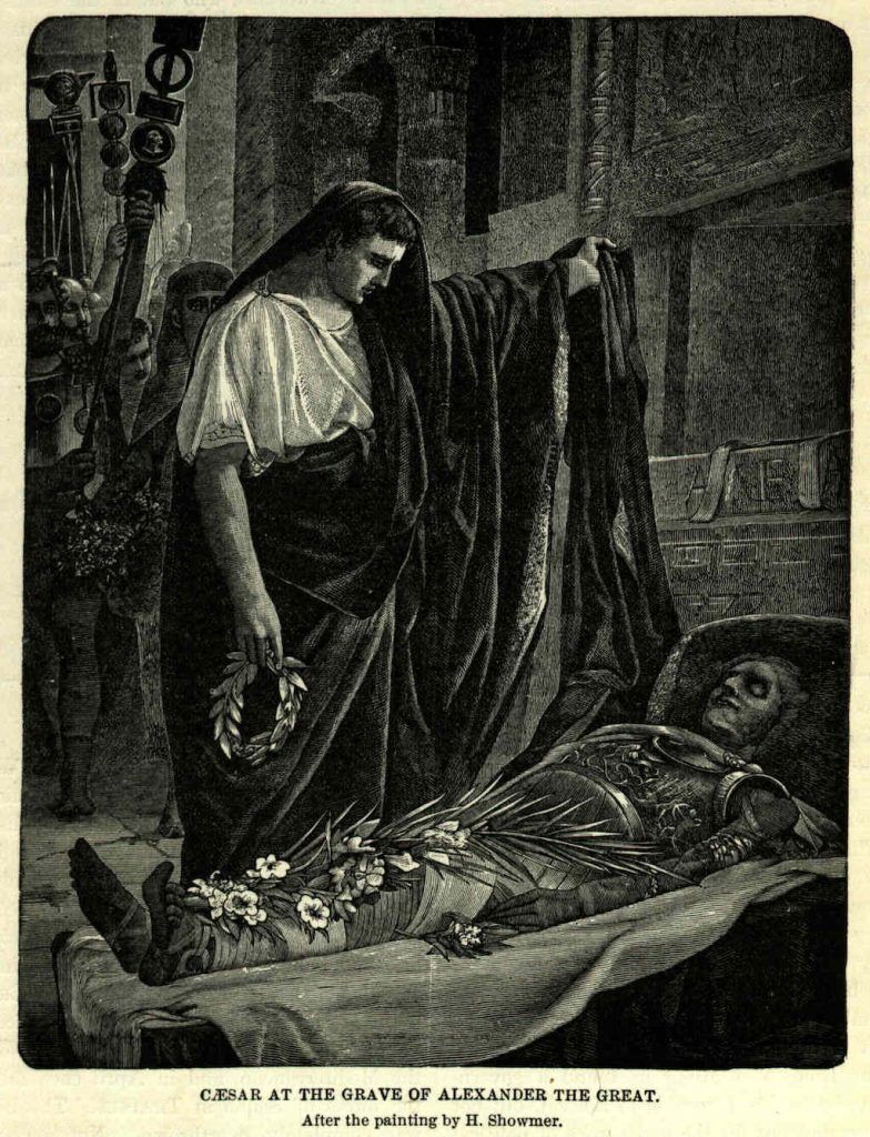 Julius Caesar in het graf van Alexander de Grote