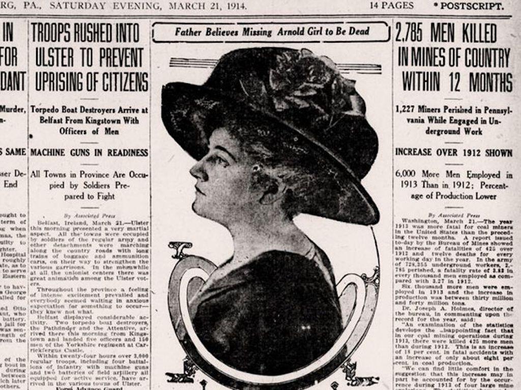 Zeitungsartikel vom 21. März 1914 über das Verschwinden.