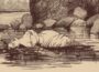 ماري روجرز في النهر، 1841. جمعية الآثار الأمريكية.
